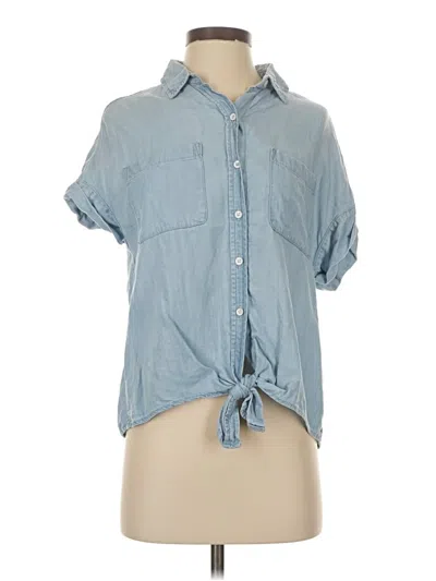 Pre-owned Lola River Short Sleeve Button Down Shirt In Blue
