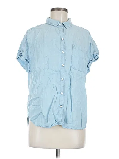 Pre-owned Lola River Short Sleeve Button Down Shirt In Blue