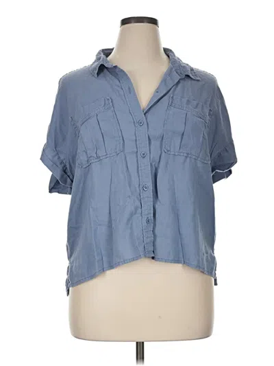 Pre-owned Lola River Short Sleeve Button Down Shirt In Blue