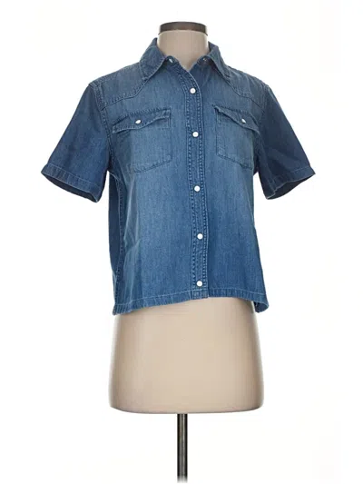 Pre-owned Lola River Short Sleeve Button Down Shirt In Blue