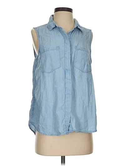 Pre-owned Lola River Sleeveless Button Down Shirt In Blue
