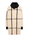 Lola Sandro Ferrone Woman Coat Beige Size L Polyester, Wool, Acrylic In Metallic