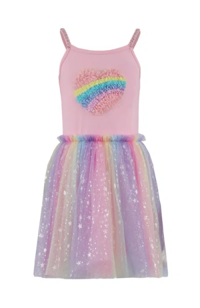 Lola + The Boys Kids'  3d Rainbow Heart Shimmer Dress