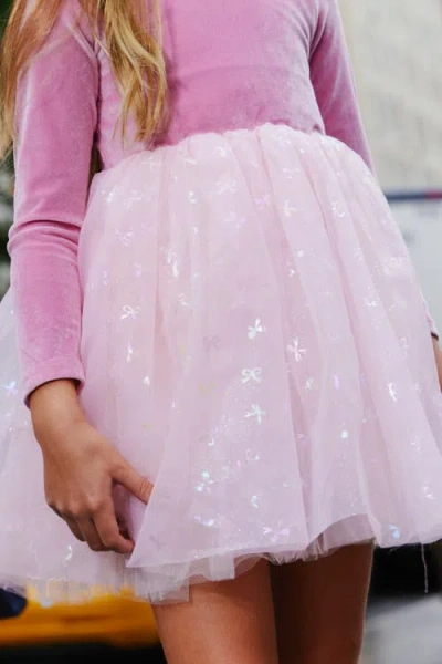 Lola + The Boys Kids'  Ballerina Bow Velour Dress In Pink