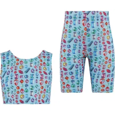 Lola + The Boys Kids'  Bejeweled Bike Athletic Set In Blue