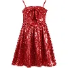 Lola + The Boys Big Bow Sequin Dress In Red