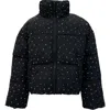 Lola + The Boys Black Sparkle Gem Puffer In Black