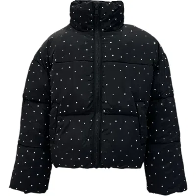 Lola + The Boys Kids'  Black Sparkle Gem Puffer