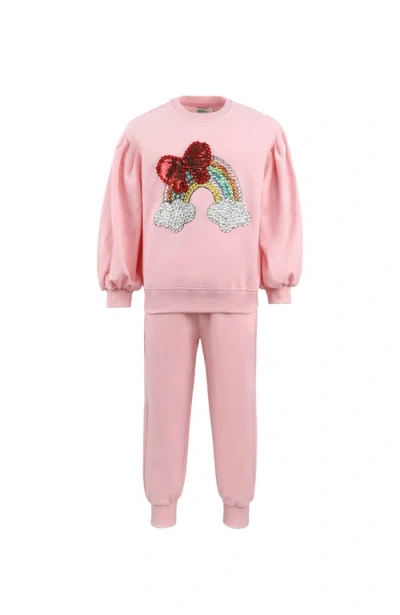 Lola + The Boys Kids'  Bow Rainbow Gems Set In Pink