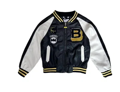 Lola + The Boys Kids' Boy's Batman-patched Leather Jacket In Black
