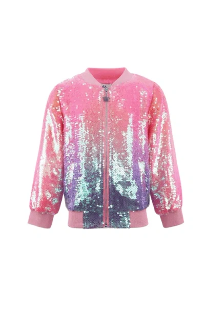 Lola + The Boys Kids'  Bubble Gum Shimmer Sequin Bomber In Pink