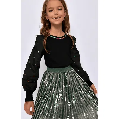 Lola + The Boys Kids'  Candy Cane Sequin Striped Skirt In Green