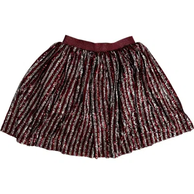 Lola + The Boys Kids'  Candy Cane Sequin Striped Skirt In Red