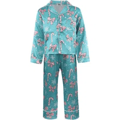 Lola + The Boys Kids'  Candy Cane Silky Set In Blue
