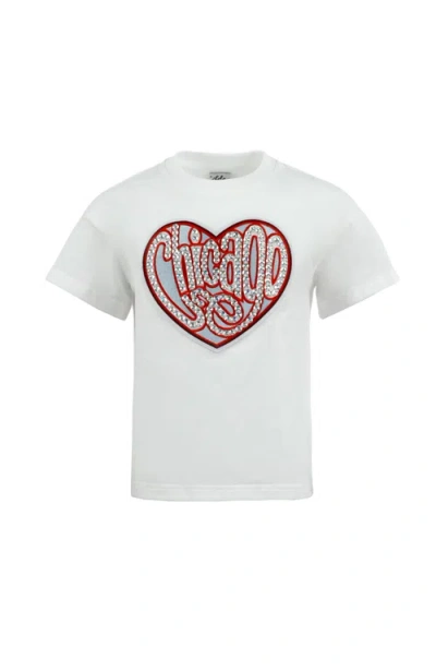Lola + The Boys Kids'  Chicago Sparkle Heart Sweatshirt In White