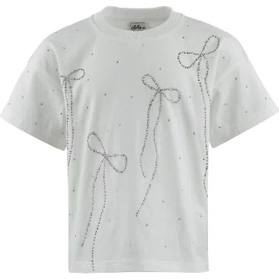 Lola + The Boys Kids'  Crystal Bows T-shirt In White