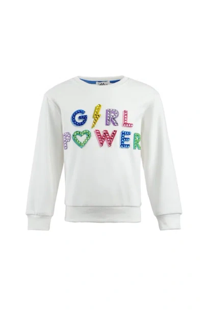 Lola + The Boys Kids'  Crystal Girl Power Sweatshirt In White