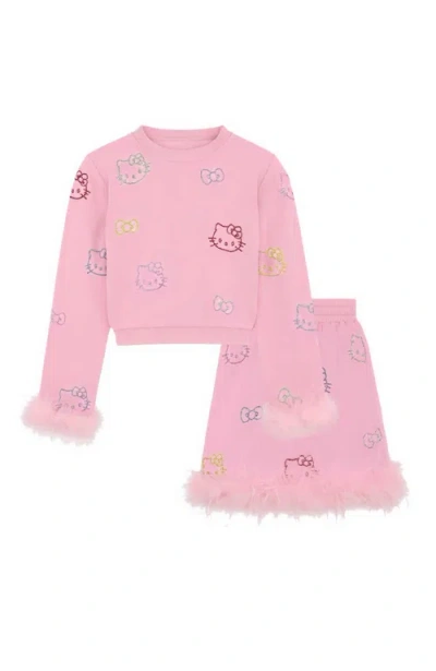 Lola + The Boys Kids'  Crystal Hello Kitty® Feather Set In Pink
