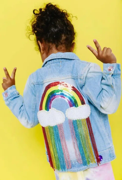Lola + The Boys Babies'  Crystal Rain Denim Jacket In Light Blue