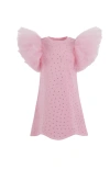 Lola + The Boys Crystal Ruffle Dress In Pink