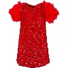 Lola + The Boys Kids'  Feather Party Dress In Ruby