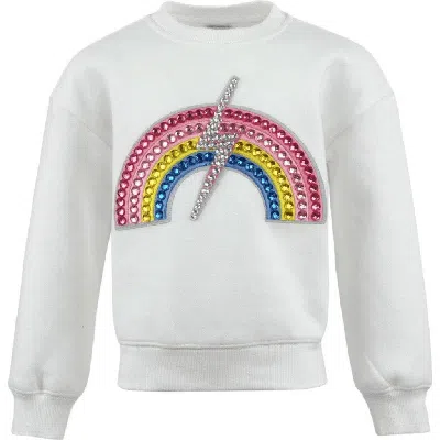 Lola + The Boys Kids'  Gems Rainbow Flash Sweatshirt In White