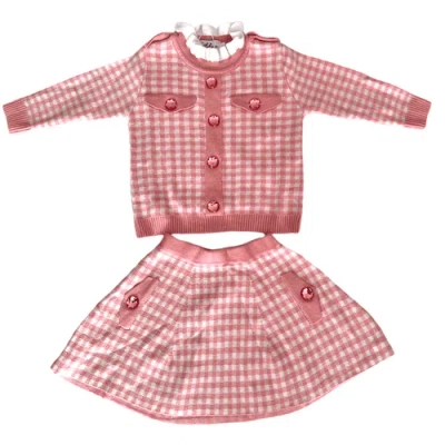 Lola + The Boys Kids'  Gingham Gem Sweater Set In Pink