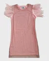 Lola + The Boys Girl's Crystal Feather Trims Sequin Dress In Pink
