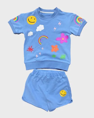 Lola + The Boys Kids' Girl's Happy Daisy Set In Blue