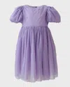 LOLA + THE BOYS GIRL'S LAVENDER CRYSTAL PEARL TULLE DRESS