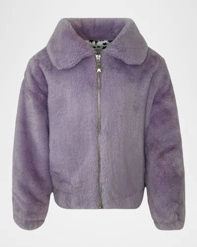 Lola + The Boys Kids' Girl's Lavender Sky Faux Fur Jacket In Purple