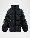 Lola + The Boys Girl's Rainbow Gems Quilted Puffer Jacket In Black