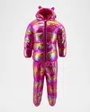 Lola + The Boys Girl's Rainbow Metallic Two-piece Snow Set In Pink