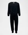 Lola + The Boys Girls' Rainbow Sparkle Cotton Rhinestone Embellished Sweatshirt & Pants Set - Little Kid, Big Kid In Black