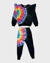 Lola + The Boys Girl's Rainbow Tie Dye Ruffle Set In Multi