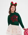 Lola + The Boys Girl's Santa Baby Festive Sweater In Green