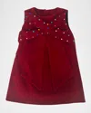 Lola + The Boys Girl's Scarlet Gem Bow Dress In Red