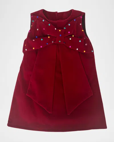 Lola + The Boys Kids' Girl's Scarlet Gem Bow Dress In Red
