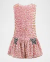Lola + The Boys Girl's Sequin Dress W/ Bows In Pink