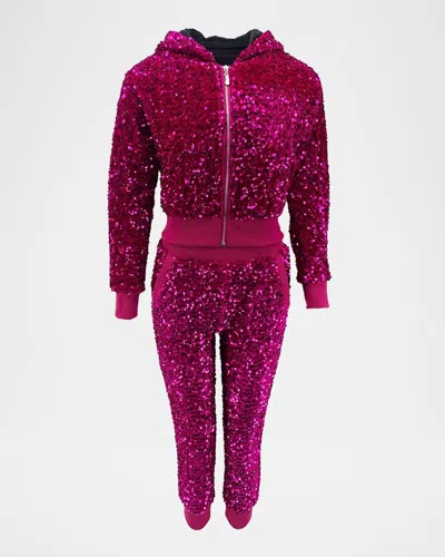 Lola + The Boys Girls' Hot Pink Magic Sequin Set Little Kid, Big Kid