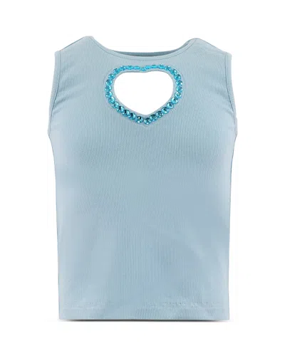 Lola + The Boys Girls' Baby Blue Crystal Heart Tank - Little Kid, Big Kid