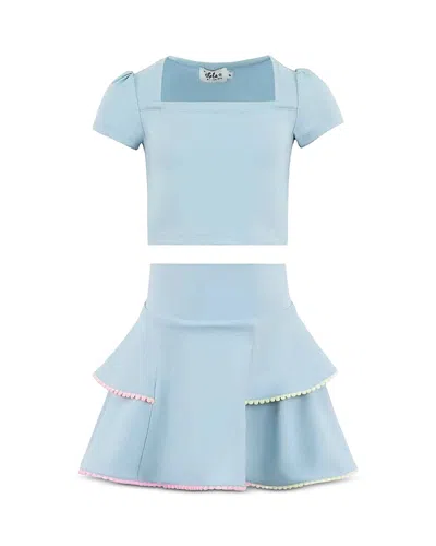 Lola + The Boys Girls' Baby Blue Soft Scuba Tennis Set - Little Kid, Big Kid