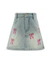 Lola + The Boys Girls' Bow Embroidered Denim Skirt - Little Kid, Big Kid In Gray