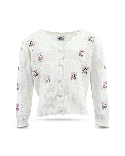 Lola + The Boys Girls' Cherry On Top Cardigan - Little Kid, Big Kid In White