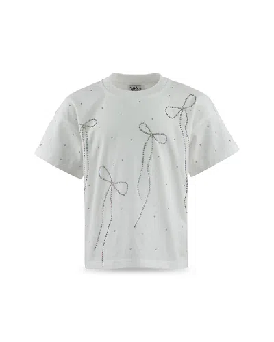Lola + The Boys Girls' Crystal Bows Tee - Little Kid, Big Kid In Pink