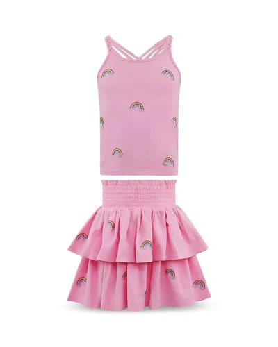 Lola + The Boys Girls' Crystal Rainbow Summer Set - Little Kid, Big Kid In Pink
