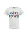 Lola + The Boys Girls' Crystal Studded Girl Power Tee - Little Kid, Big Kid In White