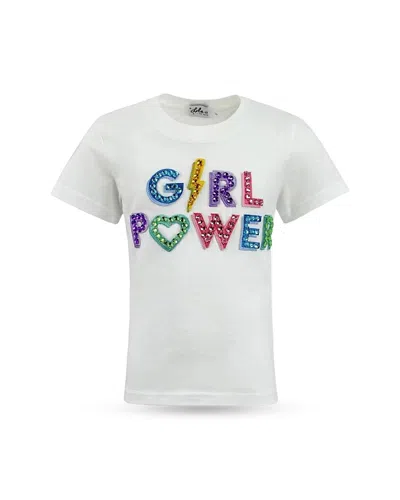 Lola + The Boys Girls' Crystal Studded Girl Power Tee - Little Kid, Big Kid