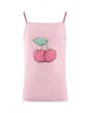 Lola + The Boys Girls' Gem Studded Cherry Tank - Little Kid, Big Kid In Pink