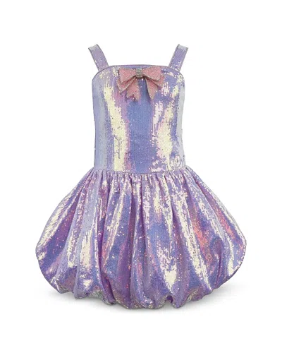 Lola + The Boys Girls' Haze Bow Bubble Dress - Little Kid, Big Kid In Purple